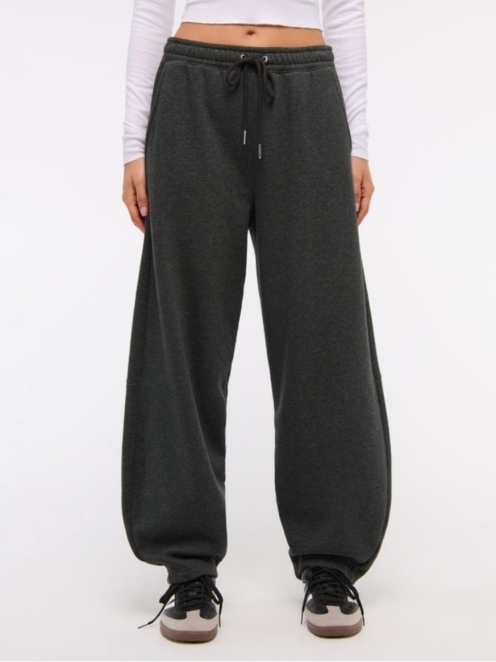 Abercrombie Dark Grey Mid Rise Barrel Sweatpant